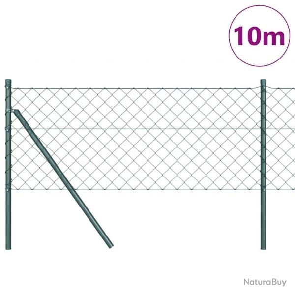 Jeu de Poteaux de Clture Vert 0.4 x 10 m Acier galvanis
