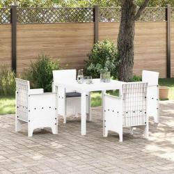 Ensemble de salle à manger de jardin 5 pcs Blanc