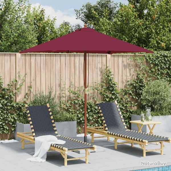 Parasol d'extrieur avec mt en bois 150x200 cm rouge bordeaux