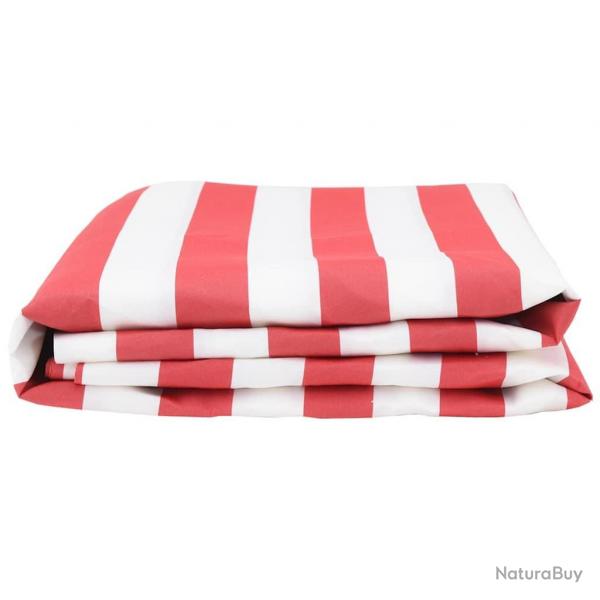 Tissu de remplacement de auvent rouge et blanc 10x1,6m