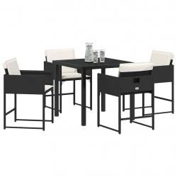 Ensemble de jardin 5 pièces avec coussins en poly rotin noir