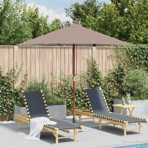 Parasol d'extrieur avec mt en bois 150x200 cm taupe