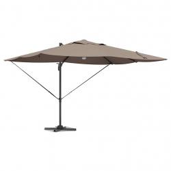Parasol déporté Roma avec LEDs taupe, 352x251x265 cm, en aluminium