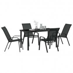 Ensemble de jardin 5 pièces en textilène noir et acier