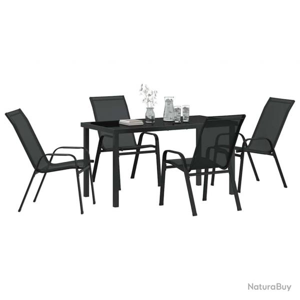 Ensemble de jardin 5 pices en textilne noir et acier