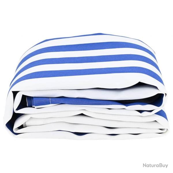 Tissu de remplacement pour l'auvent bleu et blanc, 10x1,6 m