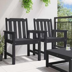 Chaises de jardin 2 pcs Noir HDPE