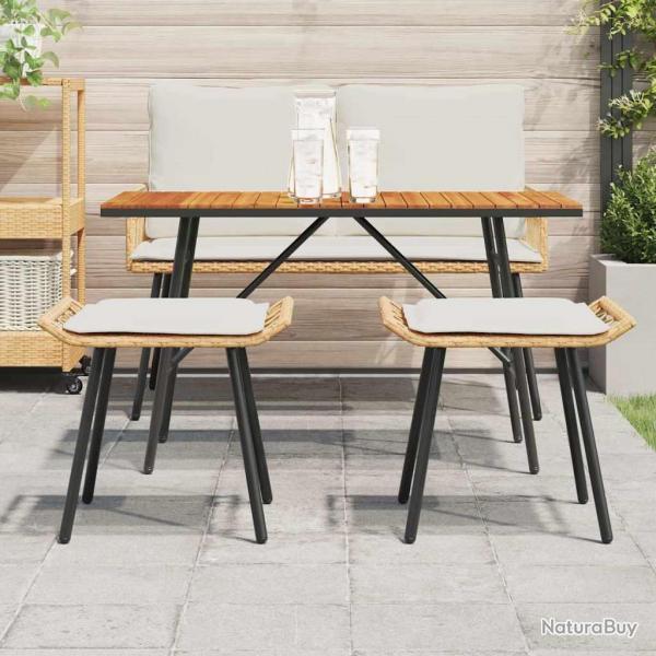 Tabourets de jardin 2 pcs Naturel 50x40x45 cm Rattan synthtique