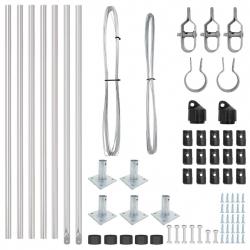 Ensemble de poteaux de clôture 7 pcs Argent Ø32mm 160 cm Acier
