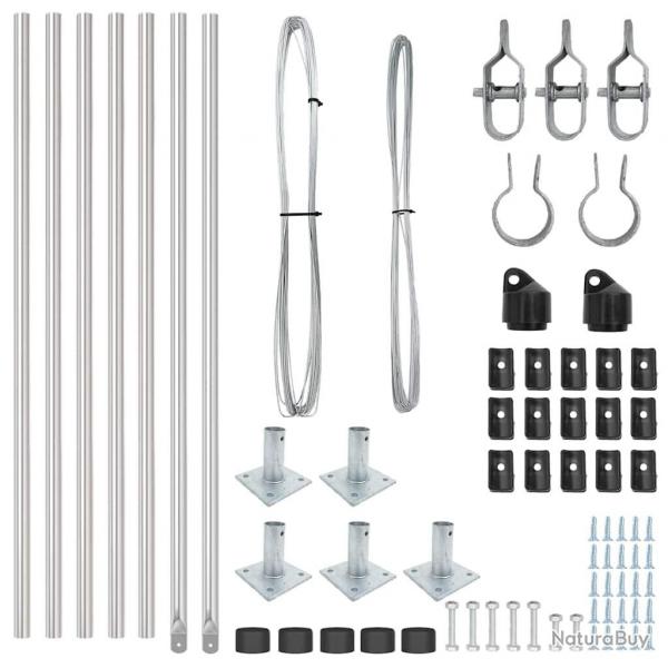 Ensemble de poteaux de clture 7 pcs Argent 32mm 160 cm Acier
