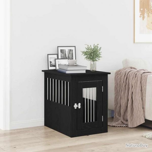 Meuble pour cage  chien en chne noir 62 x 45 x 59 cm Bois d'ingnierie