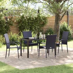 Ensemble de salle à manger pour jardin 5 pcs Noir Rotin PE
