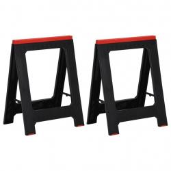 Tréteaux de travail pliables 2 pcs PP Noir et rouge 350 kg