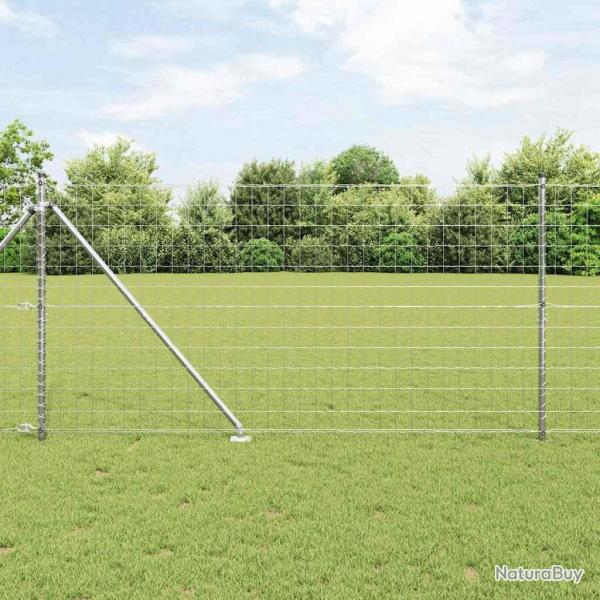 Clture Euro avec 13 poteaux pointus, 1,2 x 25 m en acier galvanis