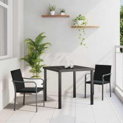 Ensemble de repas de jardin , 3 pièces avec coussins en rotin synthétique noir.