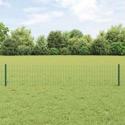 Clôture Euro avec 11 poteaux verts 0,4x25 m en acier
