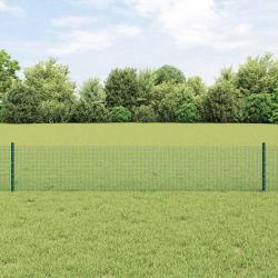 Clôture en fil soudé avec 11 poteaux en U verts 0,4 x 25 m en acier