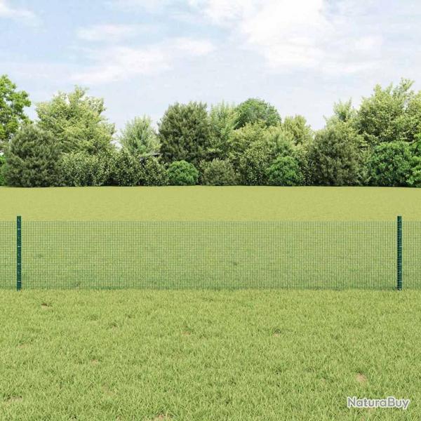 Clture en fil soud avec 11 poteaux en U verts 0,4 x 25 m en acier