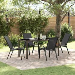 Ensemble de jardin 5 pièces - Noir en Textilène et Acier