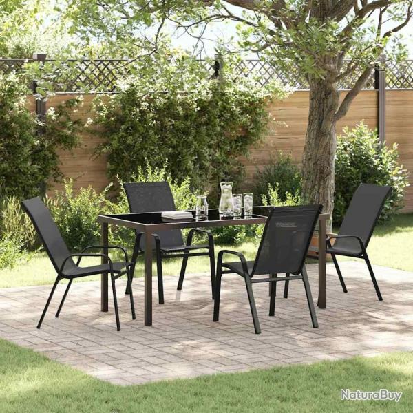 Ensemble de jardin 5 pices - Noir en Textilne et Acier