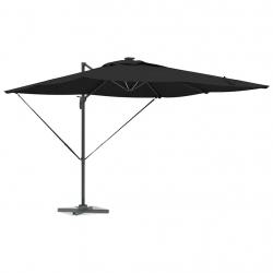 Parasol déporté Roma avec LEDs - Noir, 286 x 285 x 270 cm, en aluminium