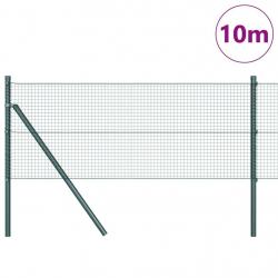 Clôture en fil soudé avec 7 poteaux Vert 0.6x10 m Acier