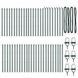 Poteaux de Clôture 52 pcs Verts Ø32 mm 100 cm en Acier Galvanisé