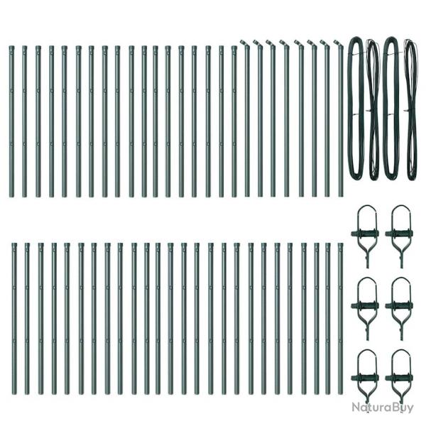 Poteaux de Clture 52 pcs Verts 32 mm 100 cm en Acier Galvanis