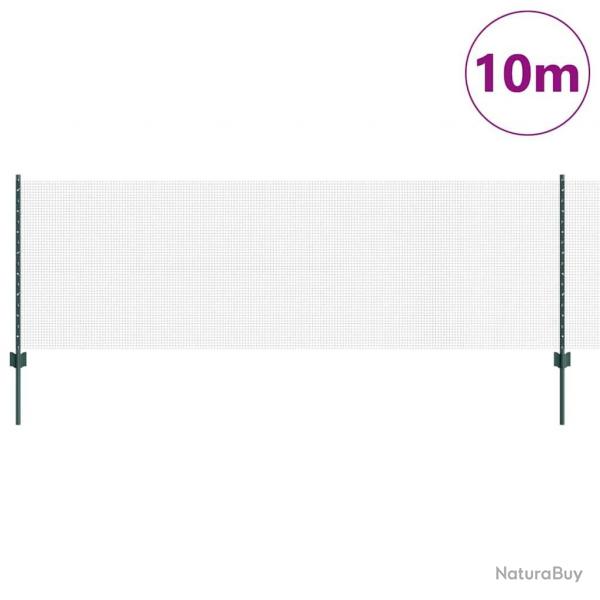 Clture en Fil Soud avec 5 Poteaux U Verte 0,8x10 m Acier