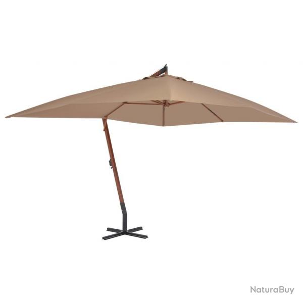 Parasol de jardin en porte--faux avec mt en bois taupe