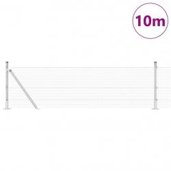 Clôture en fil soudé avec 7 poteaux flangés 0.4x10 m Acier galvanisé