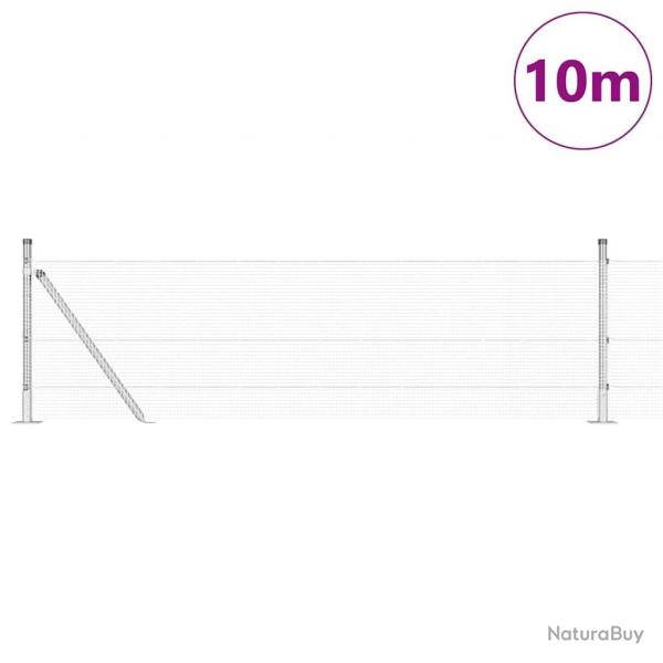 Clture en fil soud avec 7 poteaux flangs 0.4x10 m Acier galvanis