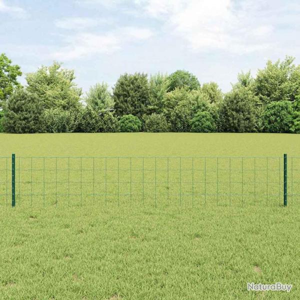 Clture Euro avec 11 poteaux verts 0,4x25 m en acier