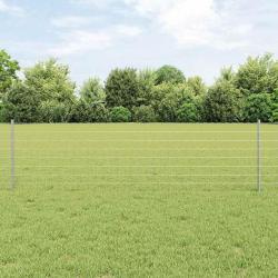 Clôture Euro avec 22 poteaux U Argent 0,6x50 m en acier