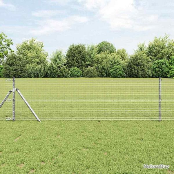Clture en fil soud avec 7 poteaux 0.4x10 m en acier galvanis