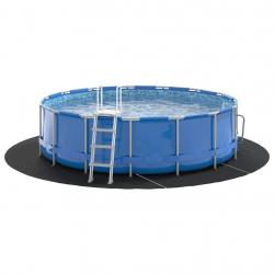 Tapis de piscine noir Ø 396 cm, en tissu non tissé, rond.