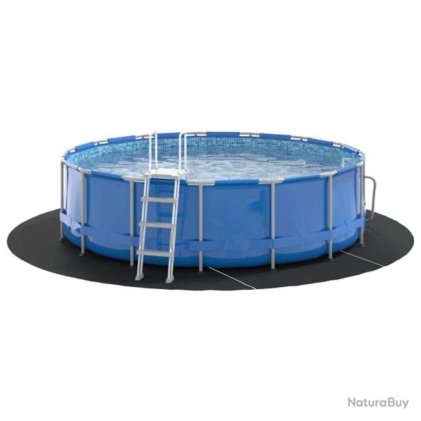 Tapis de piscine noir  396 cm, en tissu non tiss, rond.