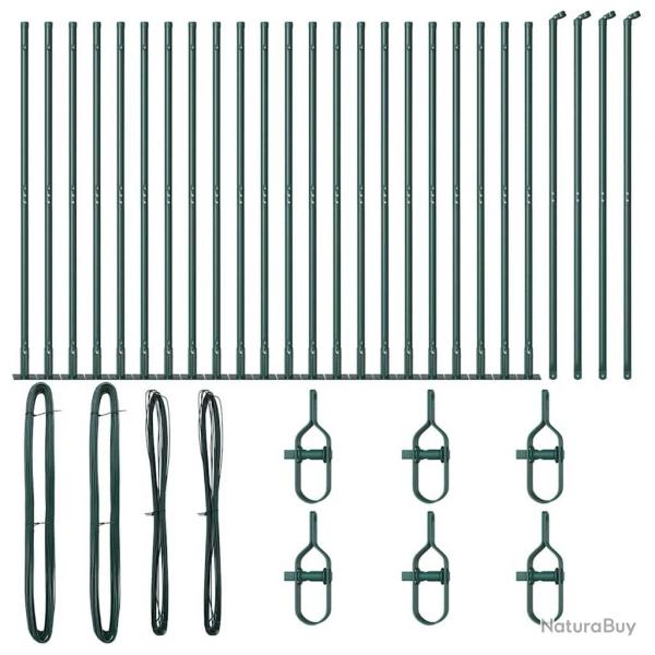 Pots de clture avec bases - 26 pcs 32mm de 88,5cm en acier galvanis