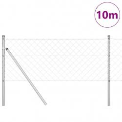 Jeu de Poteaux de Clôture Argent 0.4 x 10 m Acier galvanisé