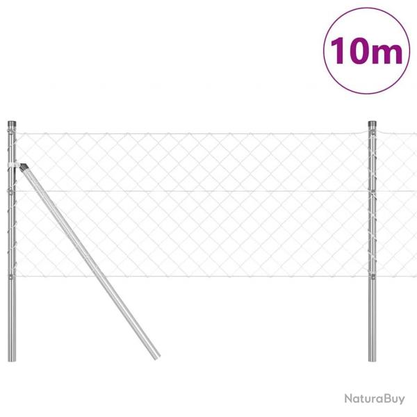 Jeu de Poteaux de Clture Argent 0.4 x 10 m Acier galvanis