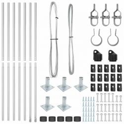 Ensemble de poteaux de clôture 7 pcs Argent Ø32mm 160 cm