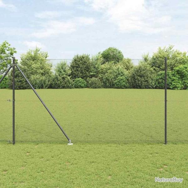 Clture en fil soud avec 13 piquets en pointe Gris 1,6x25 m Acier