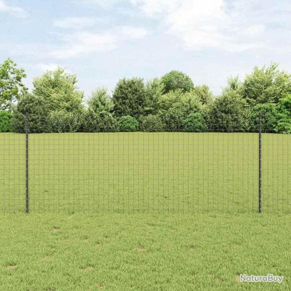 Poteaux de clture argents 44 pcs Gris 100 x 1 m Acier