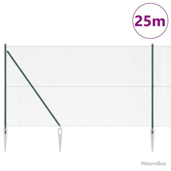 Clture en fil soud avec 13 piquets d'ancrage verte 1,6 x 2,5 m en acier