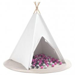 Tente Teepee Blanc, gris, rose Large Toile en coton