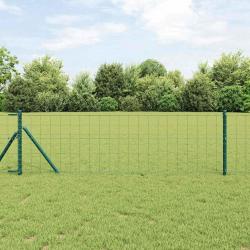 Clôture Euro avec 7 poteaux de 0,4 x 10 m en acier galvanisé vert