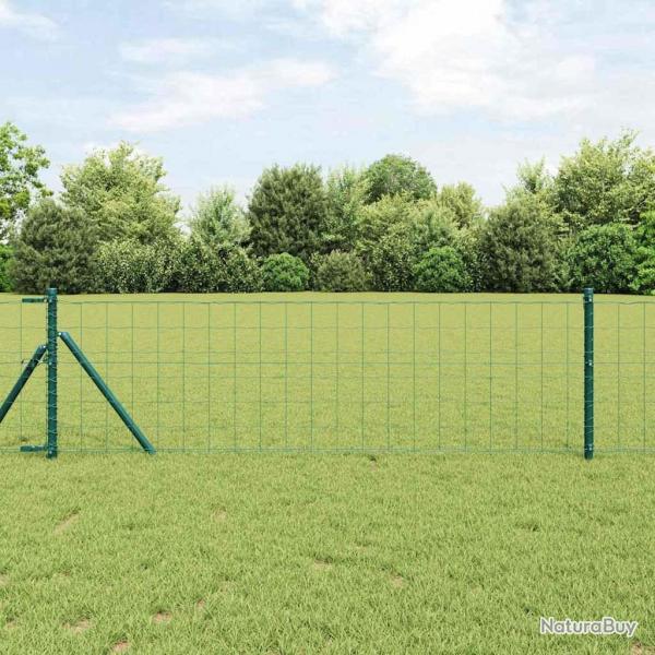 Clture Euro avec 7 poteaux de 0,4 x 10 m en acier galvanis vert