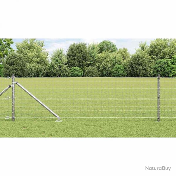 Ensemble de poteaux de clture 7 pcs Argent 32mm 60 cm