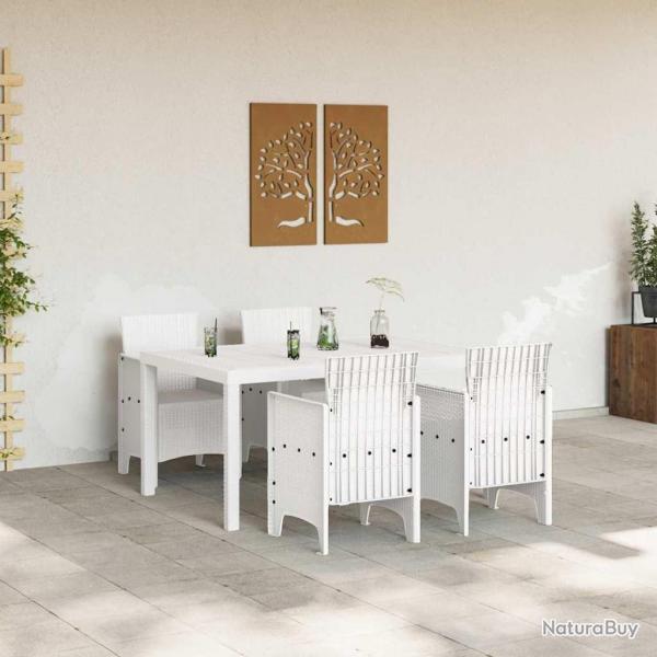 Ensemble de Salle  Manger Jardin 5 pcs Blanc 150 x 100 x 73 cm