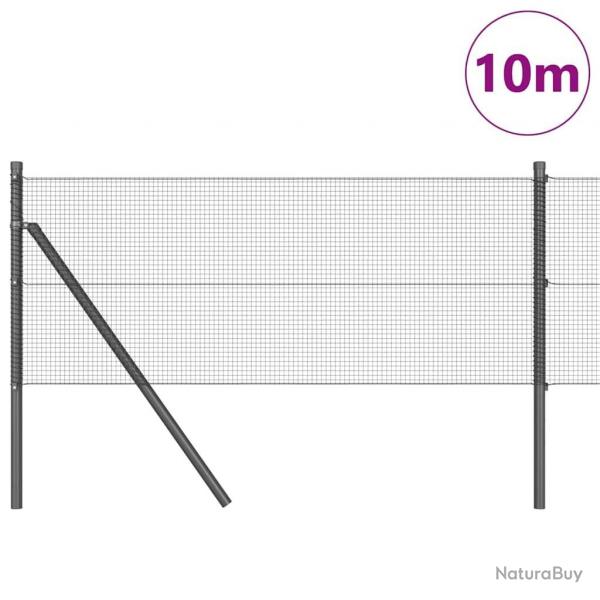 Clture en fil soud avec 7 poteaux Gris 0,6x10 m Acier